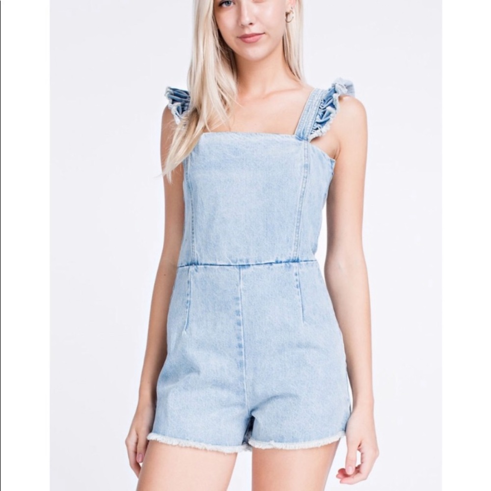 Honey punch denim romper